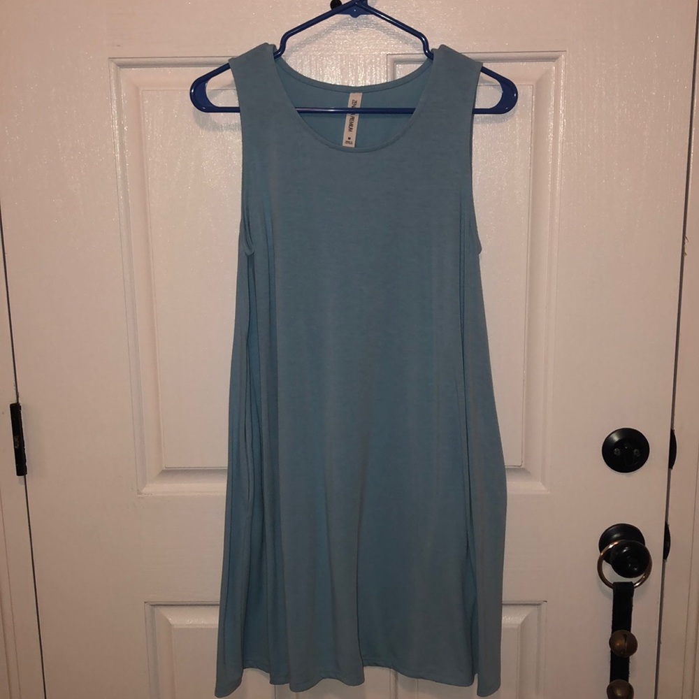 Light Blue Swing Dress with Pockets